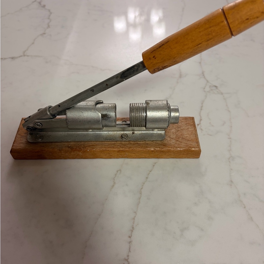 Vintage Metal and Wood Nut Cracker with Handle